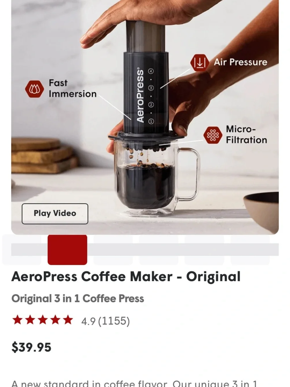 AERO PRESS coffee and espresso maker. new still in box /unbreakable